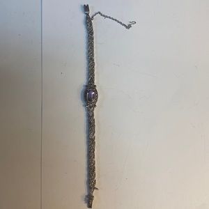 7” STERLING SILVER MARCASITE BRACELET WITH AMETHYST